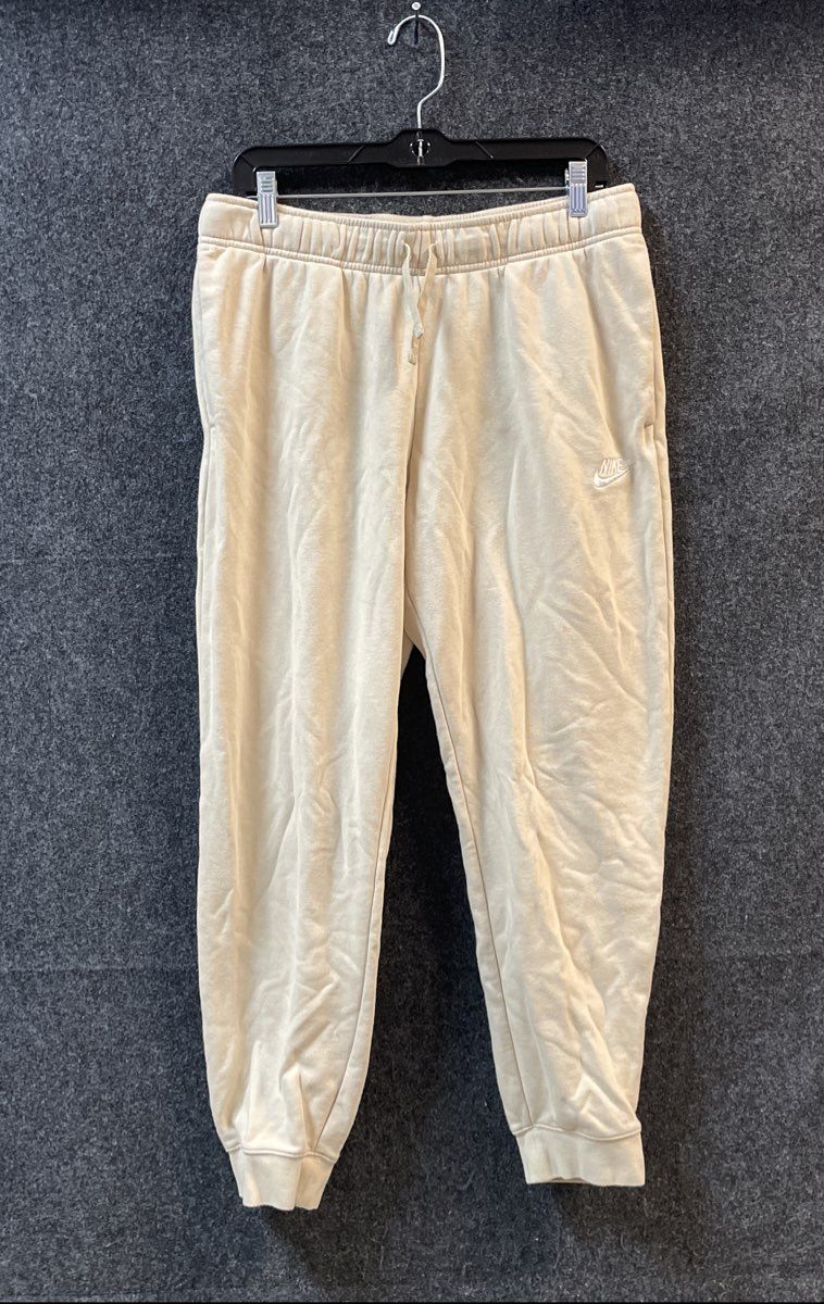 Nike Men's Beige Fleece Jogger Sweatpants Embroidered Logo Sz Large