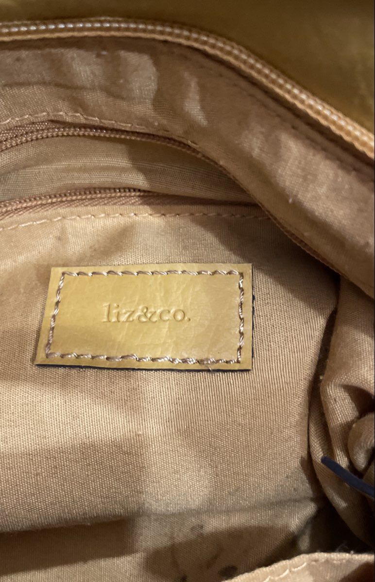 Liz & Co. Yellow Leather Studded Hobo Shoulder Bag Brass Hardware