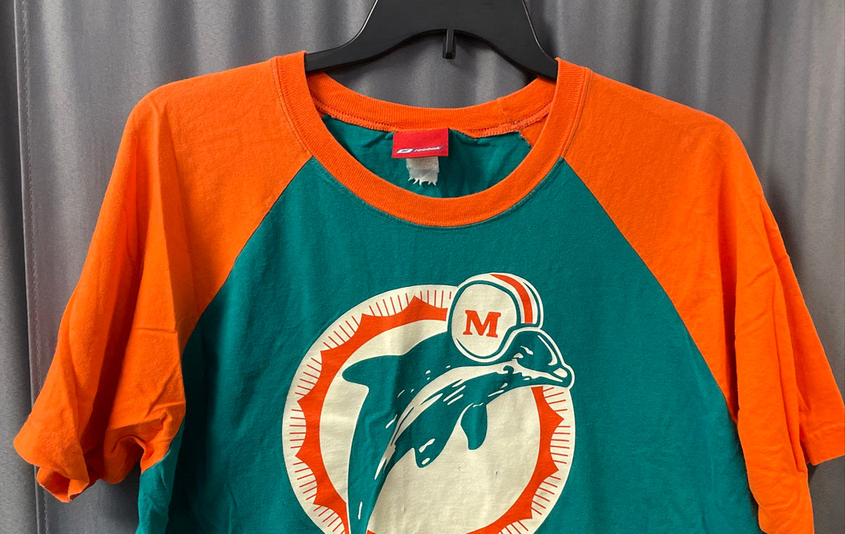 Vintage 90s Miami Dolphins T-Shirt Single Stitch Reebok Raglan Sz XL