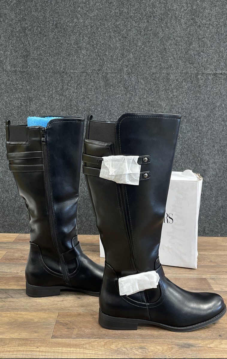 Dream Pairs Women's Black Knee High Riding Boots Buckle Detail Size 9 DS