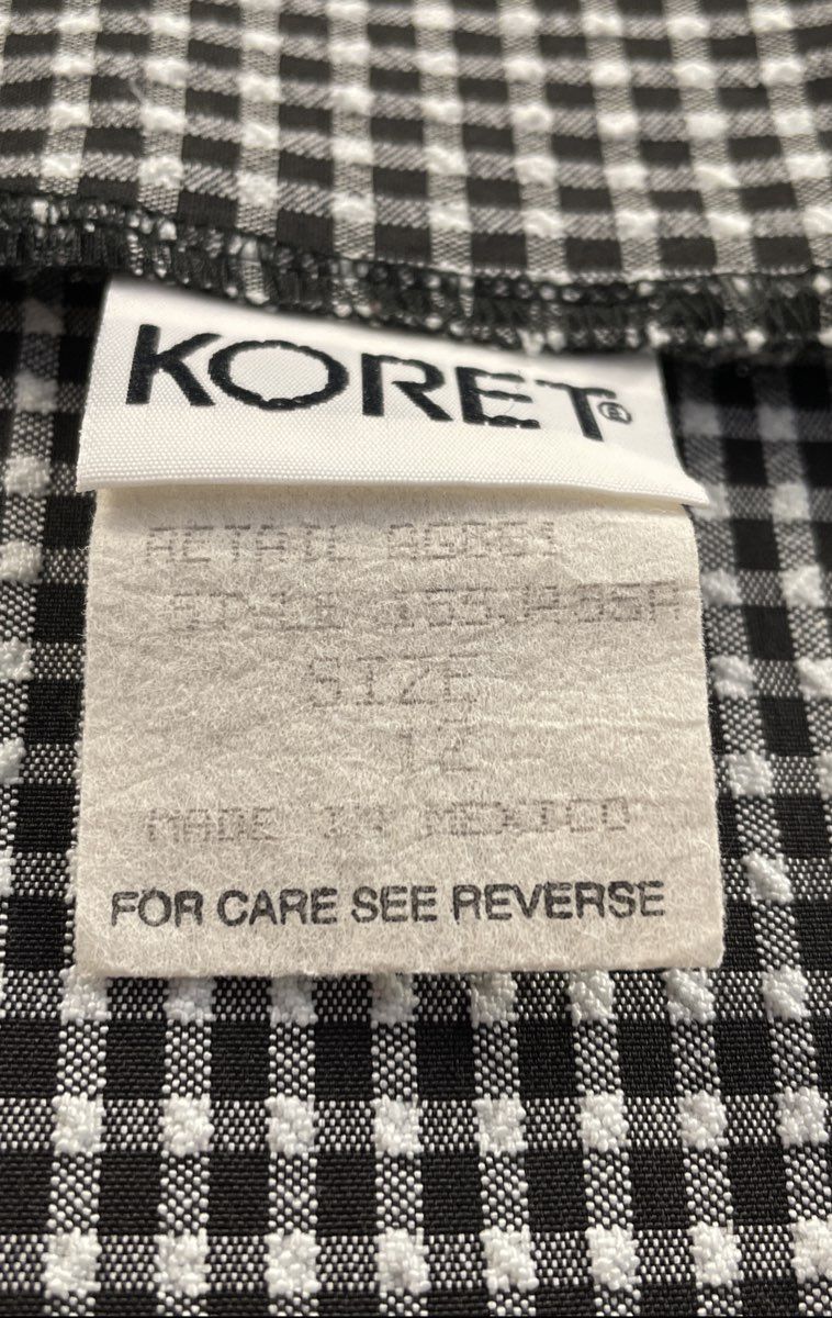 Koret Women's Black Gingham Embroidered Lace Faux Vest Shirt Vintage Y2K Sz 12