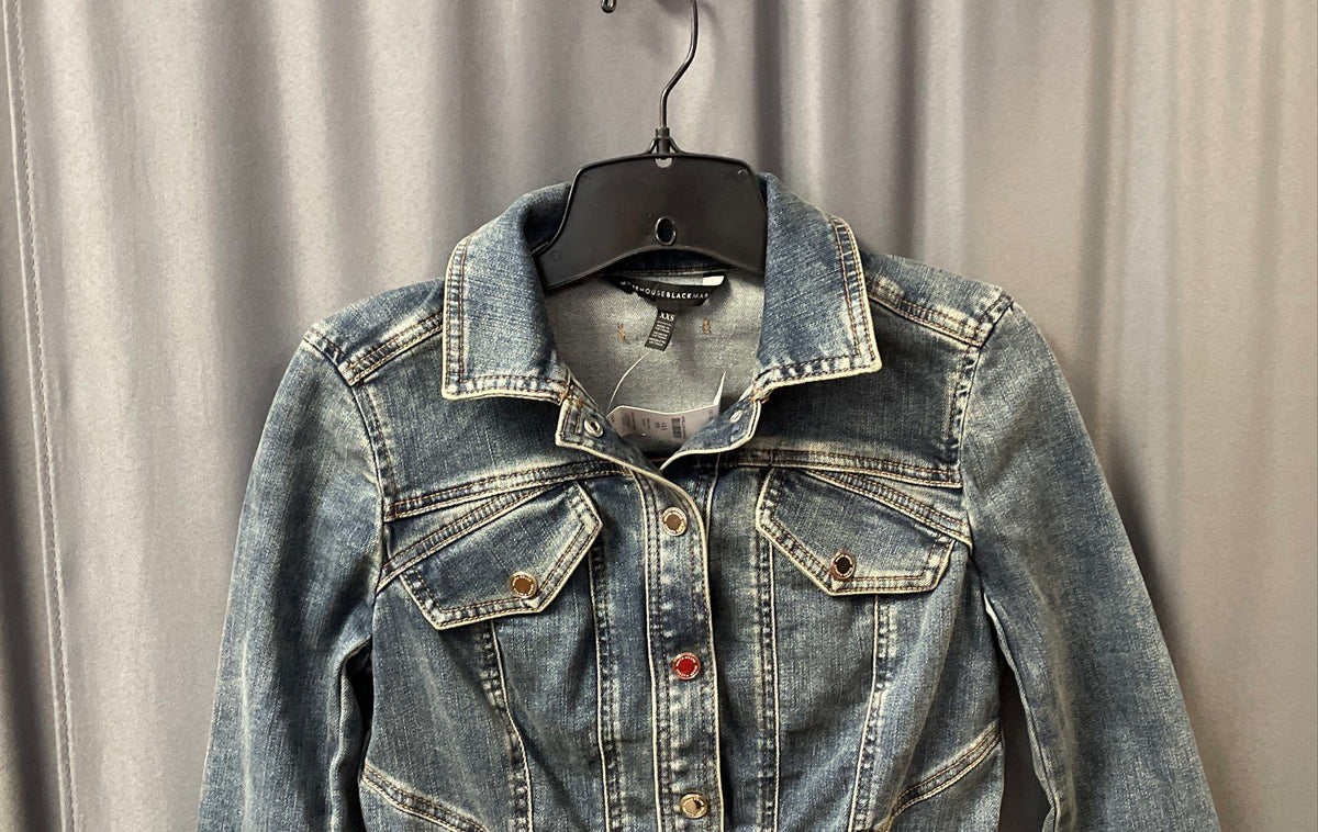 White House Black Market Women's Peplum Denim Jacket Blue NWT Size XXS