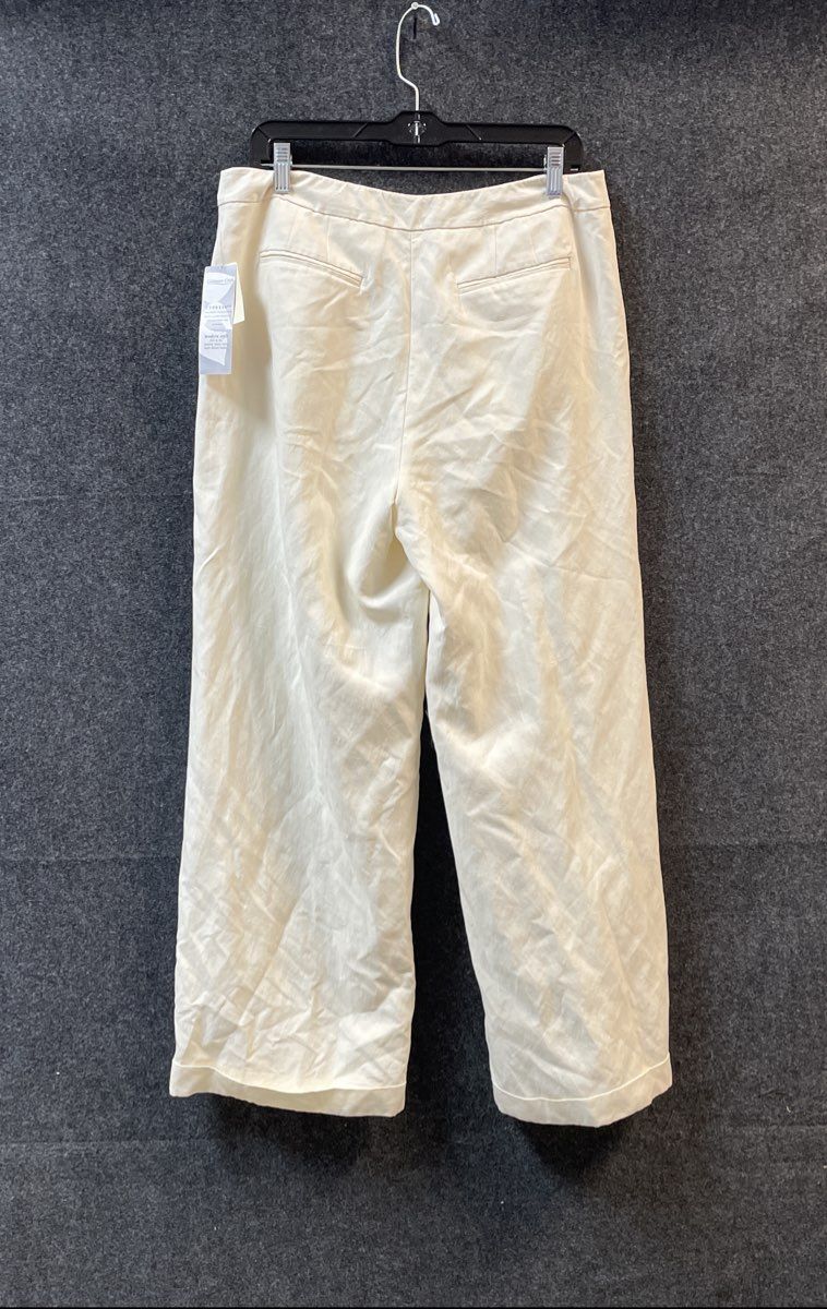 Coldwater Creek Women's Pants Cream Silk Linen Blend Wide Leg NWT Sz P12
