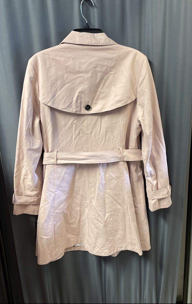 Black Rivet Women's Pink Belted Trench Coat Storm Flap Button Front NWT Sz XL