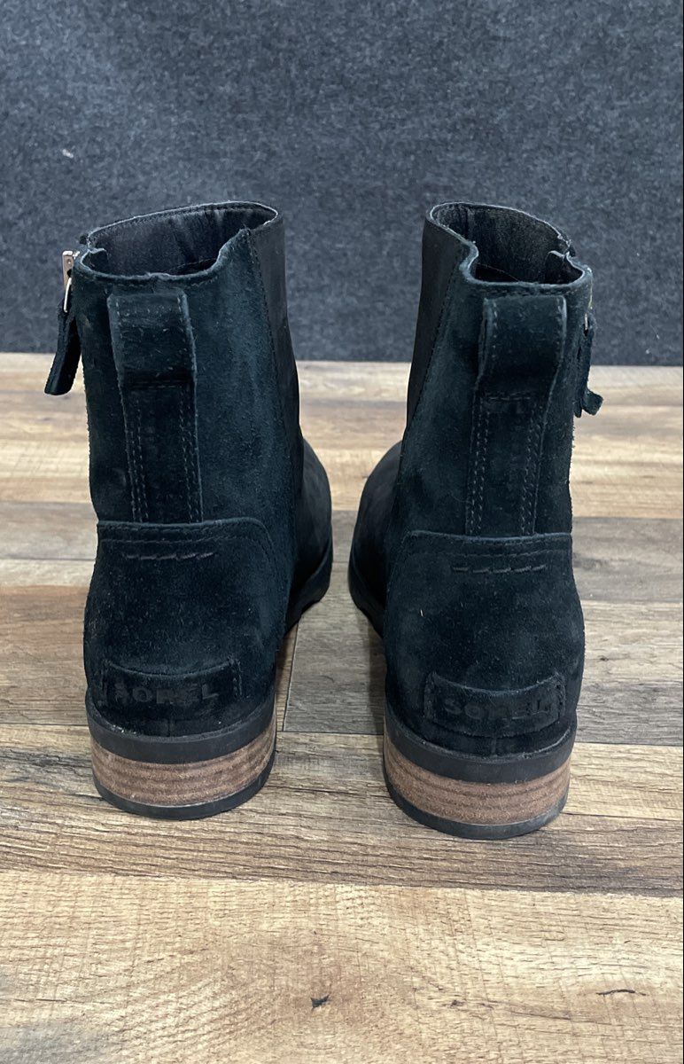 Sorel Lolla II Chelsea Black Leather Waterproof Ankle Boots Women's Size 9.5