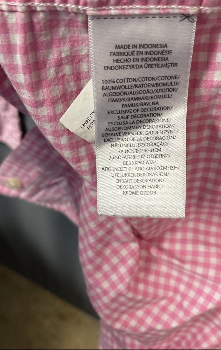 Ralph Lauren Boys Pink Gingham Check Natural Stretch Shirt Sz L 14-16
