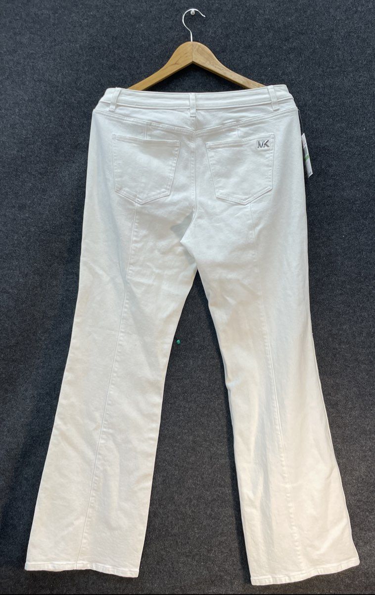 Michael Kors Women's Optic White Seam Front Slit Hem Denim Jeans Size 8 NWT