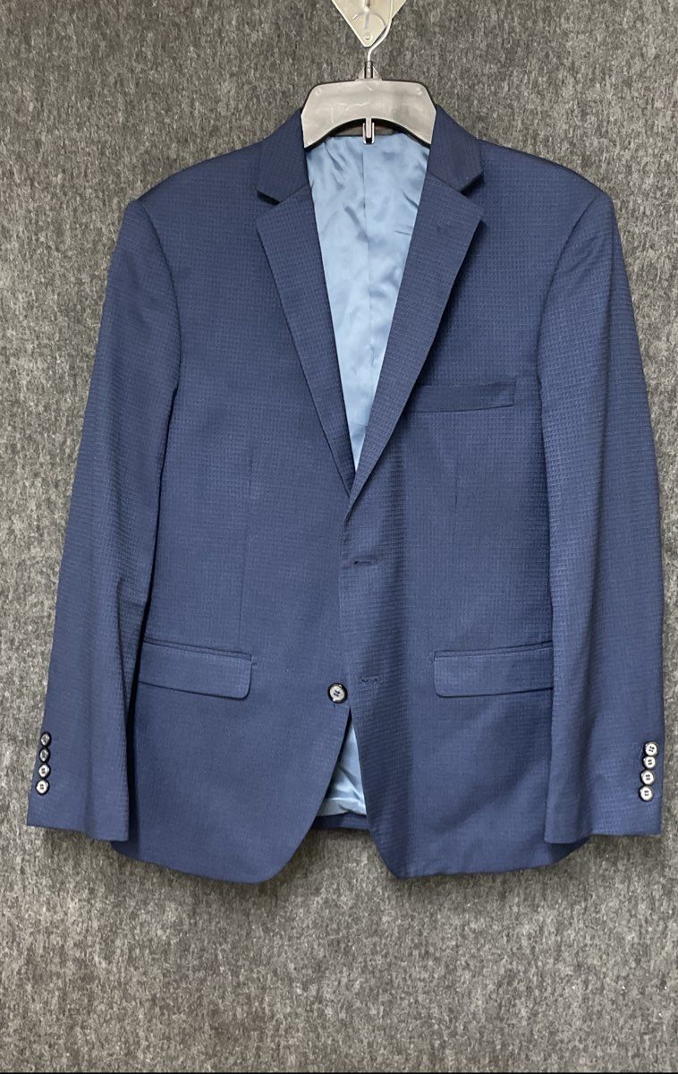 Vitali Men's Navy Blue Textured Two-Button Blazer Suit Jacket Sz 38S