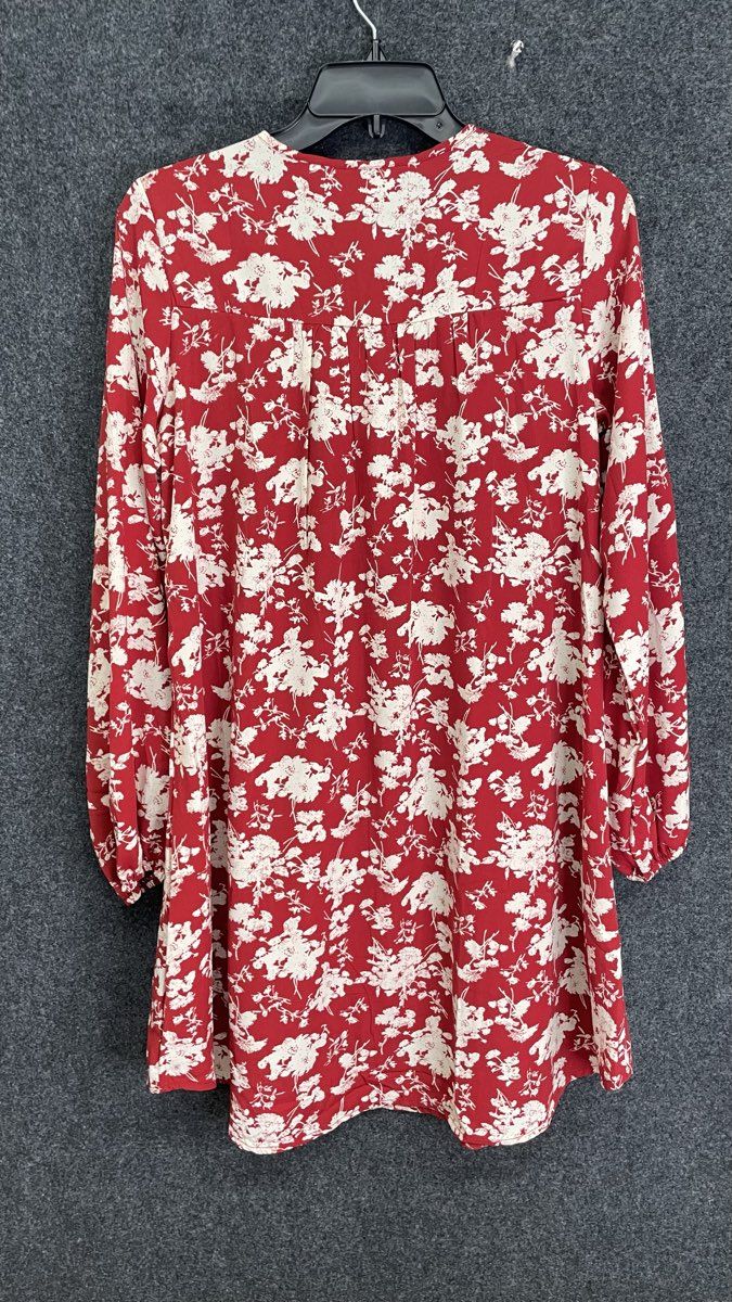 Dokotoo Women's Red Floral V-Neck Dress Crochet Long Sleeve Sz S NWT