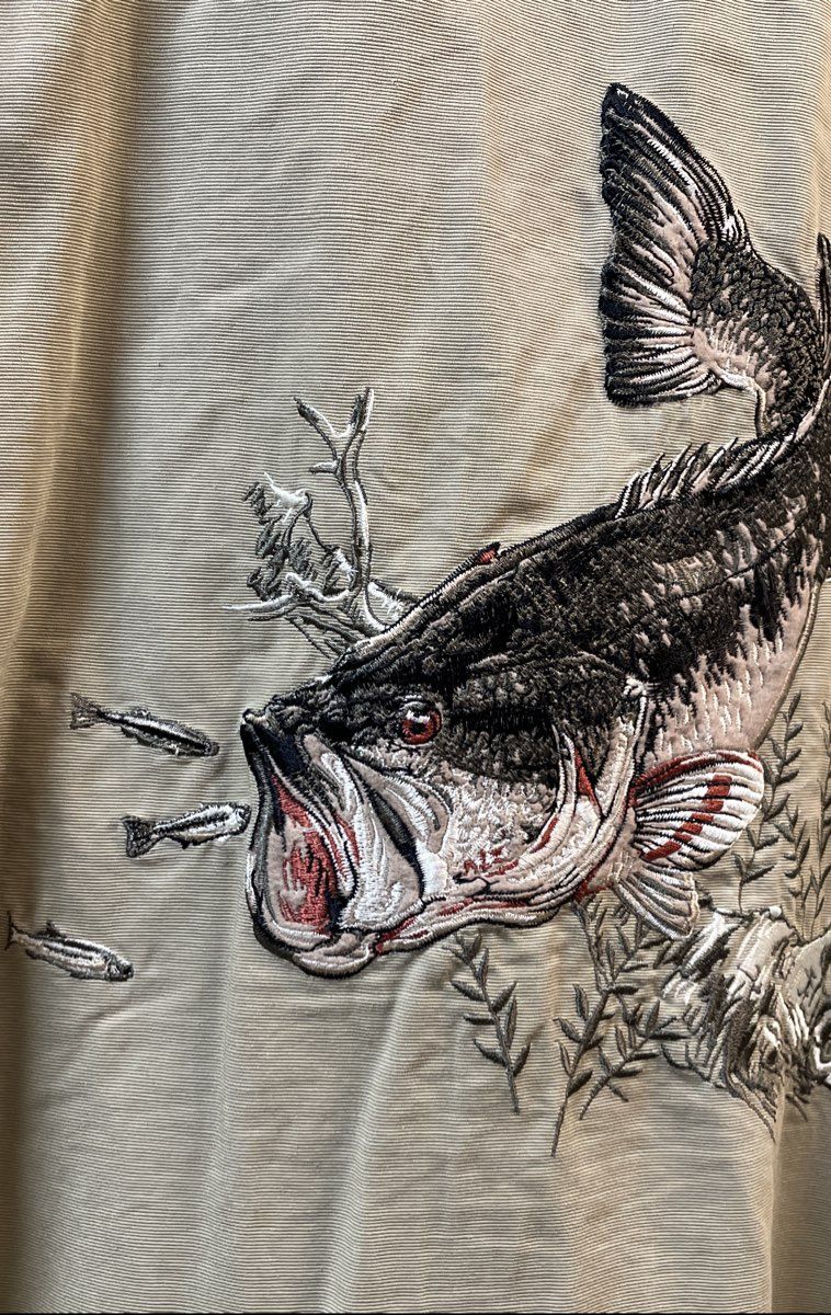 RedHead Men's Tan Long Sleeve Embroidered Bass Fish Back Cotton Shirt Sz 2XLT