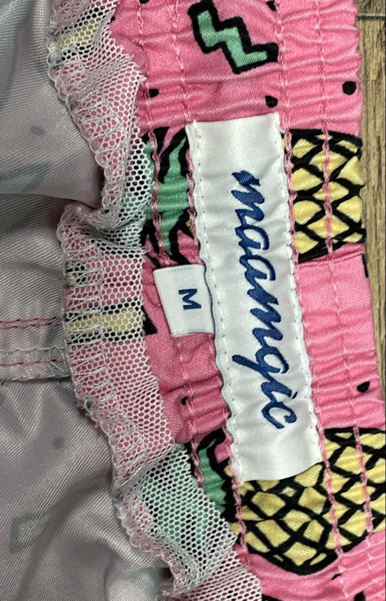 Maamgic Men's Pink Pineapple Palm Tree 90s Retro Aesthetic Swim Trunks Sz M