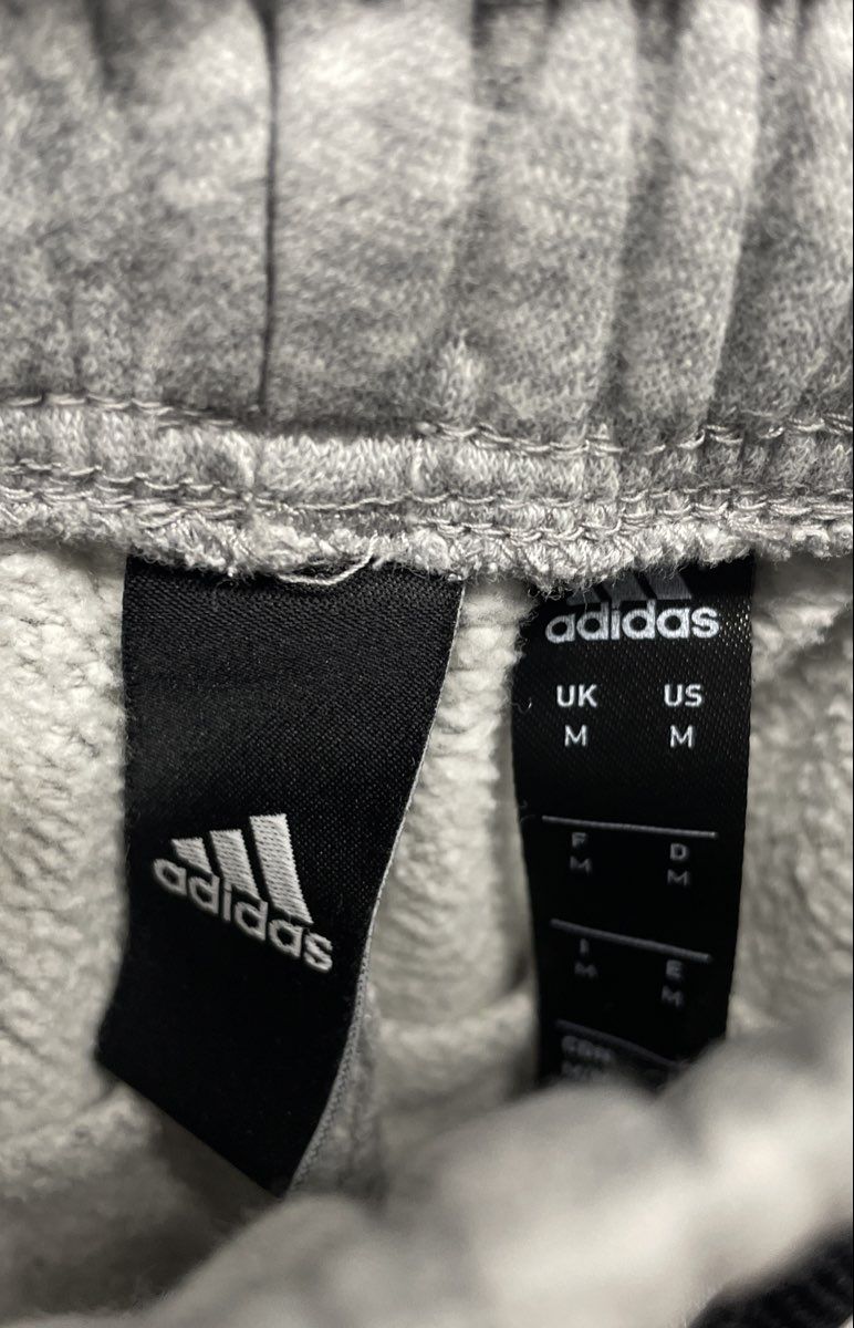 Adidas Men's Grey Heather Big Logo Drawstring Tapered Sweatpants Size M