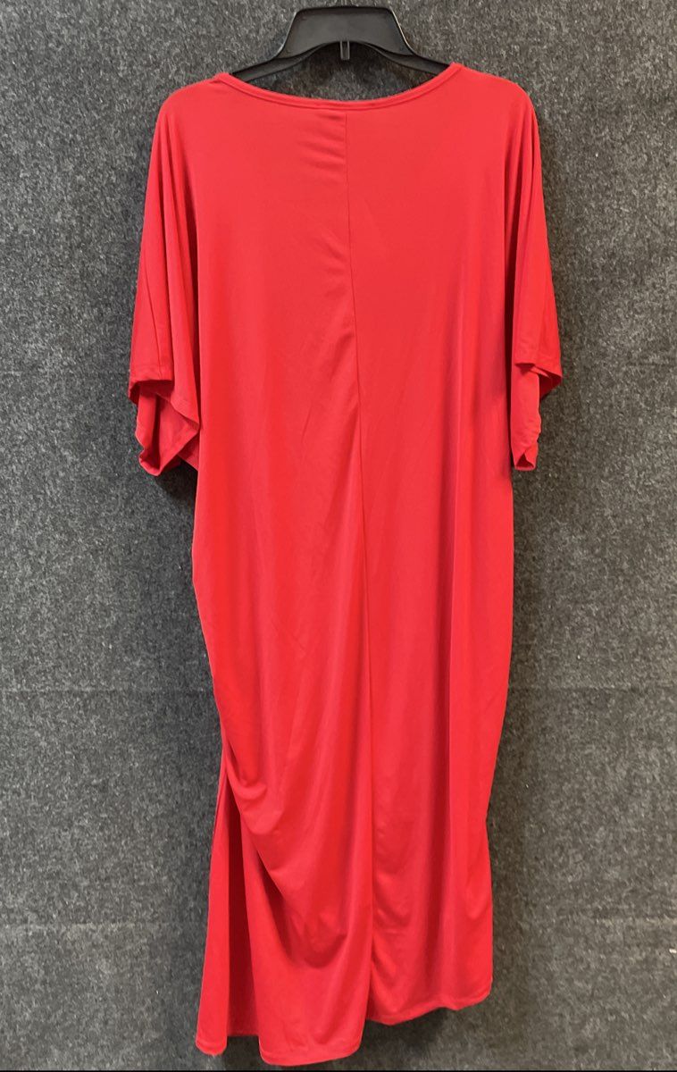 Ashley Stewart Women's Red Ruched Dolman Sleeve Draped Jersey Dress Sz 22/24 NWT