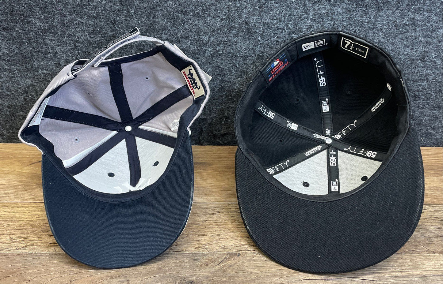 New Era Fan Favorite Men's NY Yankees Caps Lot 2 Black Navy Fitted 7 1/4 OSFA