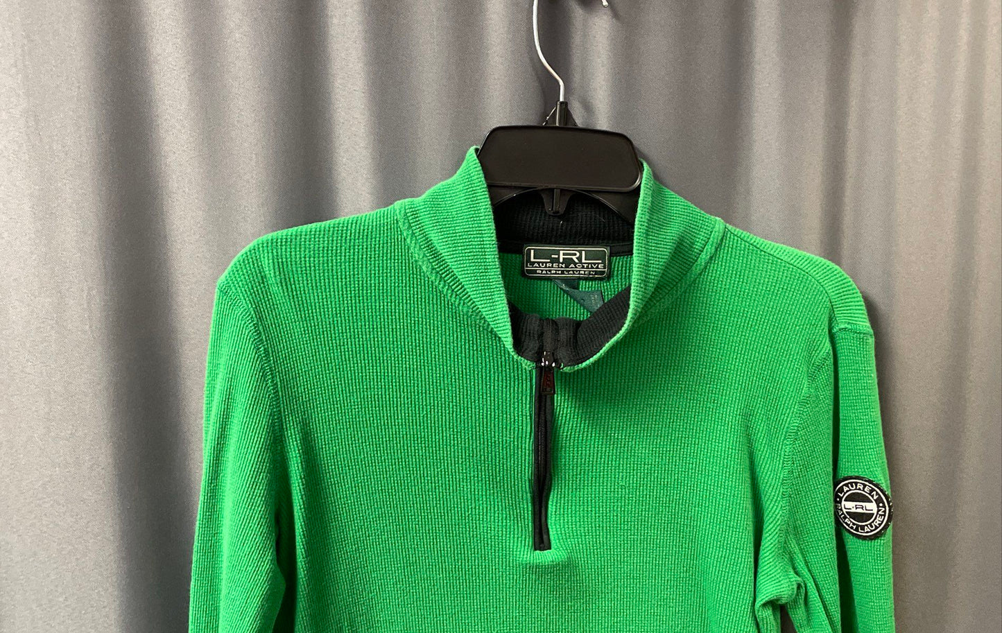 Lauren Active Ralph Lauren Women's Green Waffle Knit 1/4 Zip Top Size L