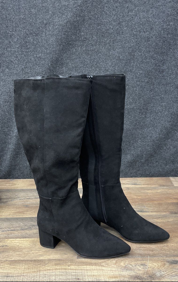 A New Day Tay Black Faux Suede Tall Dress Boots Women's Size 9.5