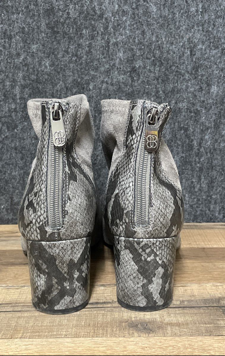 Bandolino Grey Suede Snakeskin Block Heel Ankle Boots Women's Size 10 M
