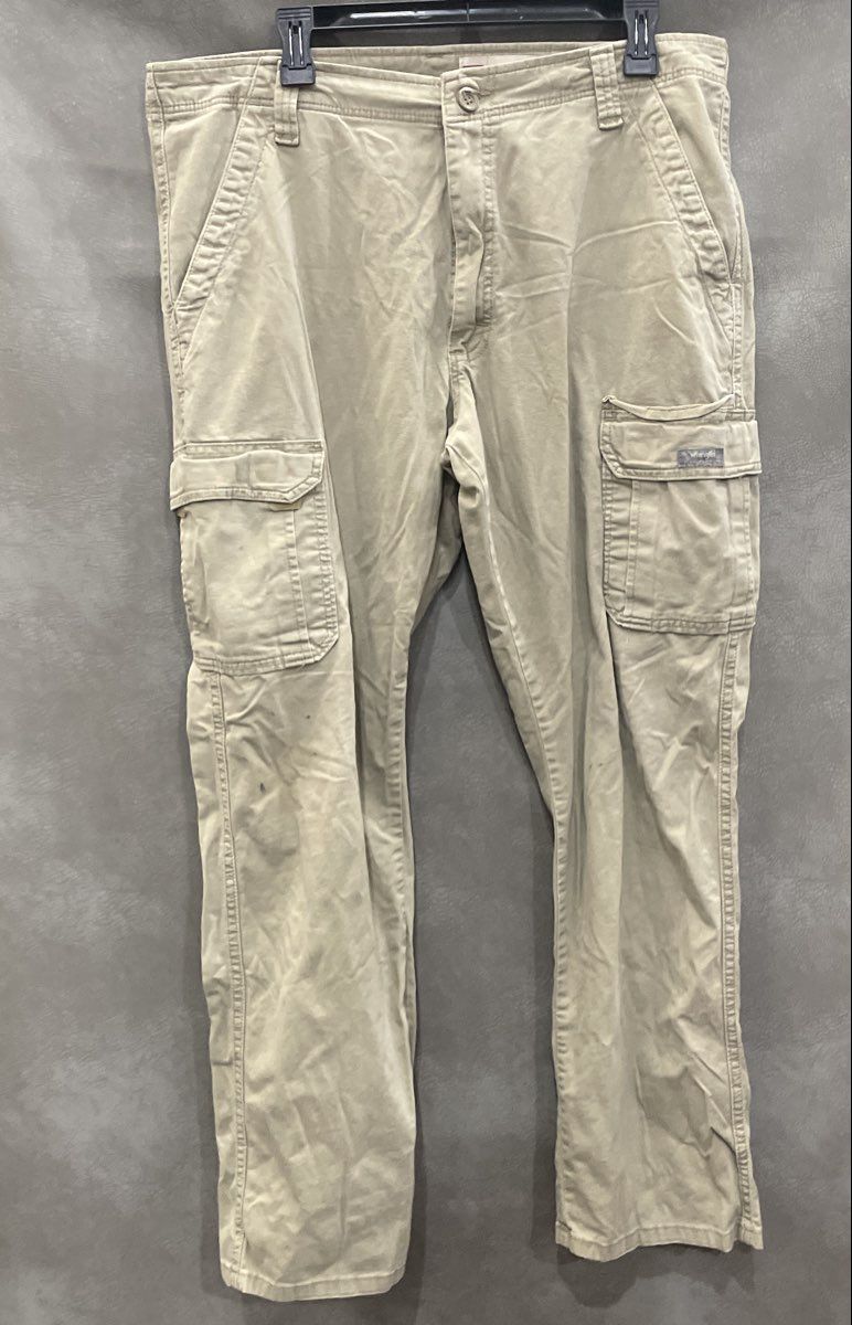 Wrangler Men's Relaxed Fit Cargo Pants Grey Stretch Cotton Sz 36x32