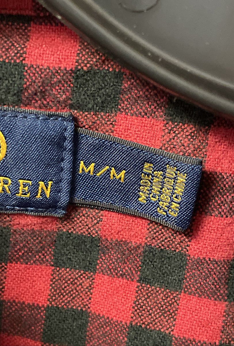 Polo Ralph Lauren Men's Plaid Western Shirt Red Black Snap Button Sz M