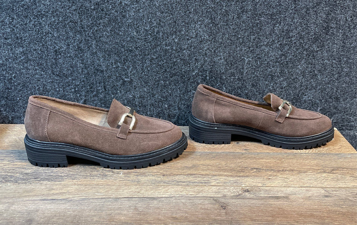 Kelly & Katie Brown Suede Lug Sole Bit Loafers Women's Size 7M