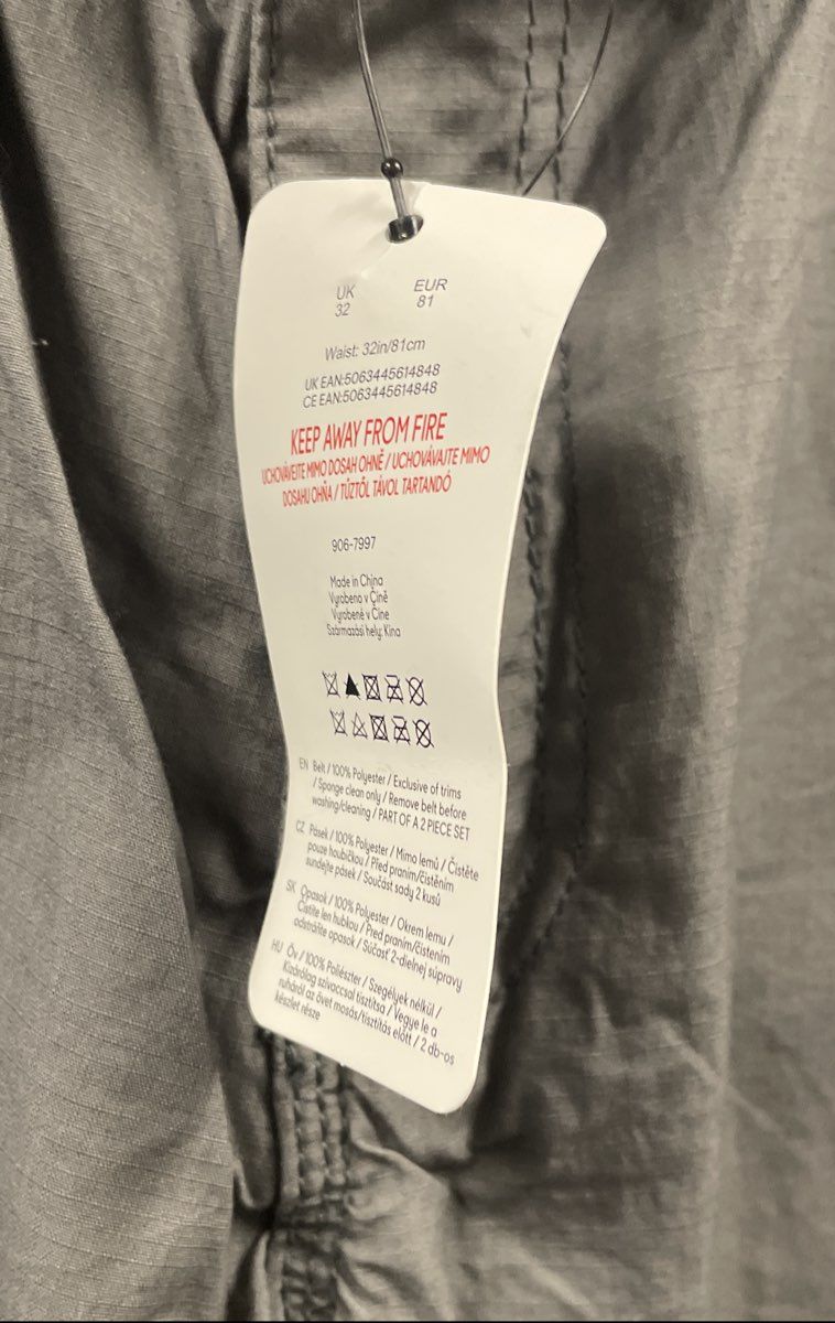 F&F Men's Gray Ripstop Cargo Shorts With Belt W32 NWT