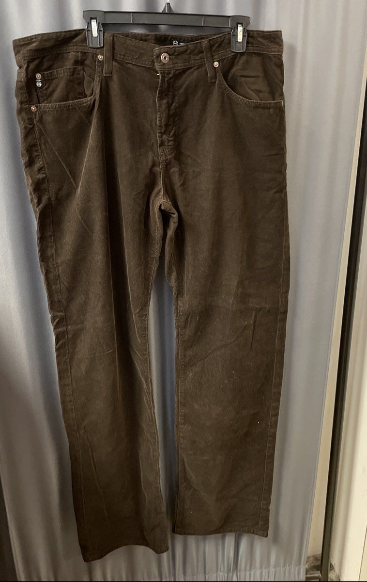 AG Adriano Goldschmied Men's The Protege Straight Leg Brown Corduroy Pants Sz 38