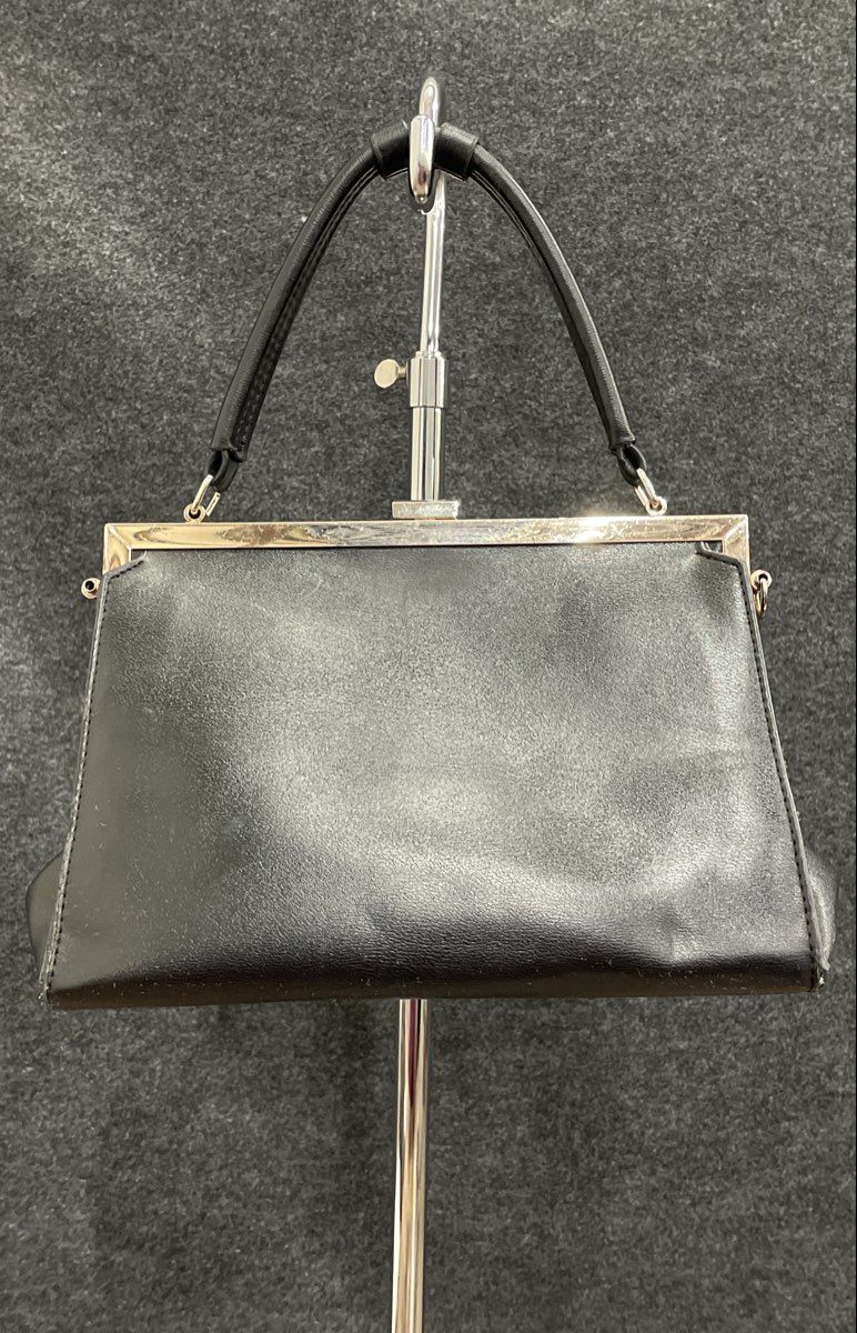 Dune London Black Leather Frame Bag Satchel Top Handle Gold Hardware Purse