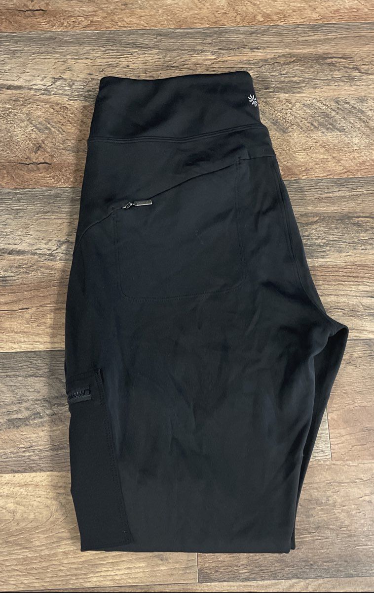 Athleta Women's Black Headlands Hybrid Cargo Tights Zipper Pockets Pants Sz 8