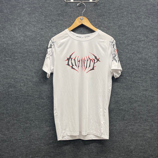 Divinity Graphic T-Shirt White Gothic Tribal Sport Performance Sz L