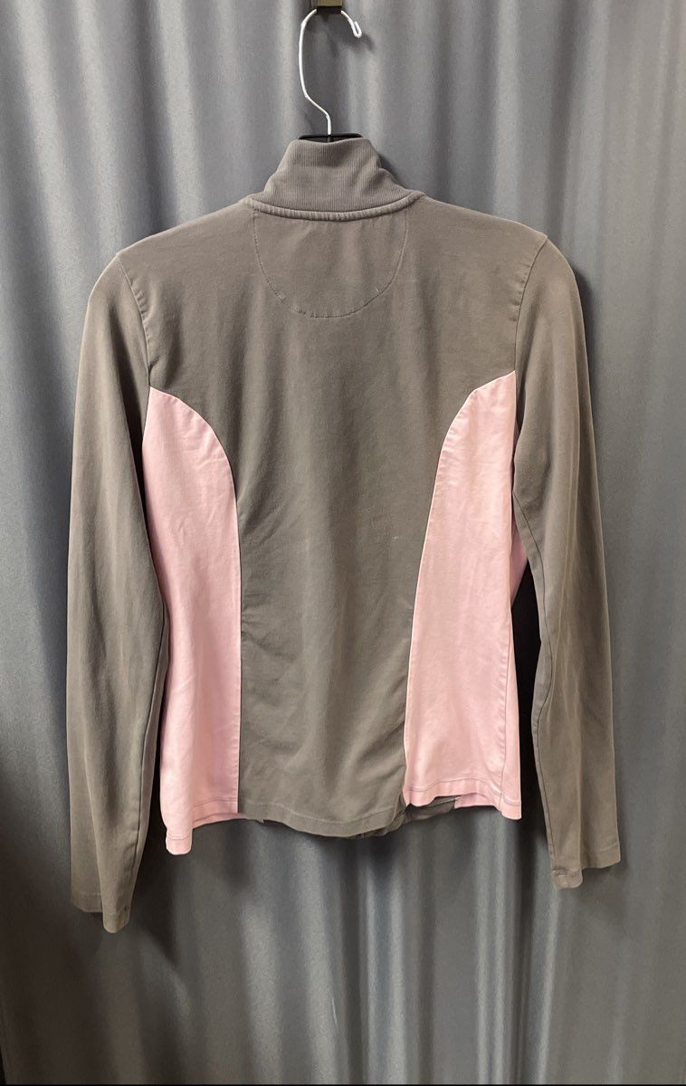 Ralph Lauren Women's Gray Pink Full Zip Track Jacket Cotton Spandex Sz M