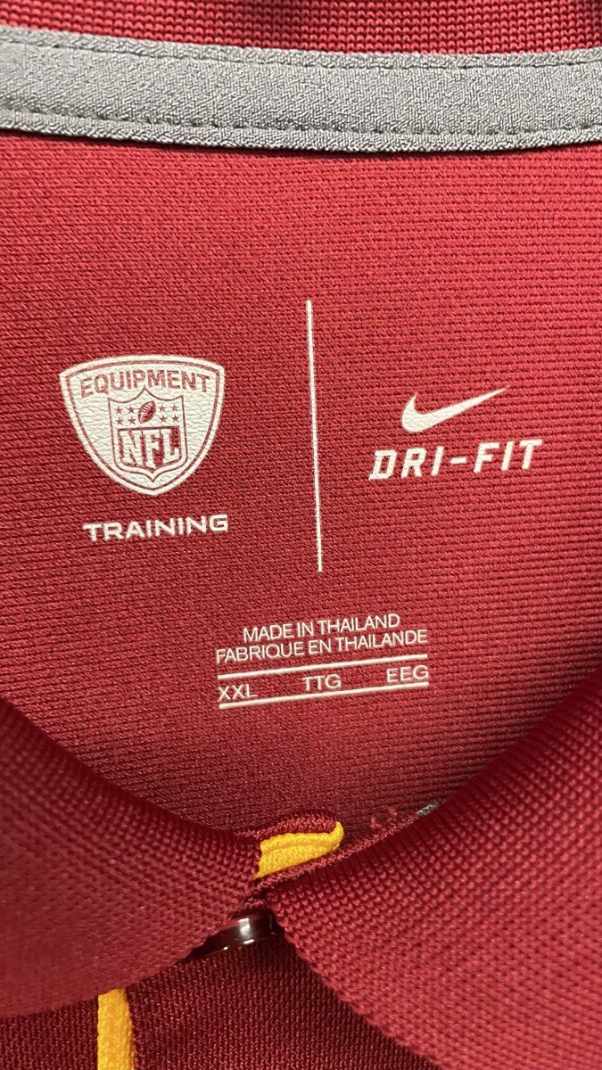 Nike Men's Washington Redskins Polo Shirt Burgundy Gold Dri-FIT Training Sz XXL
