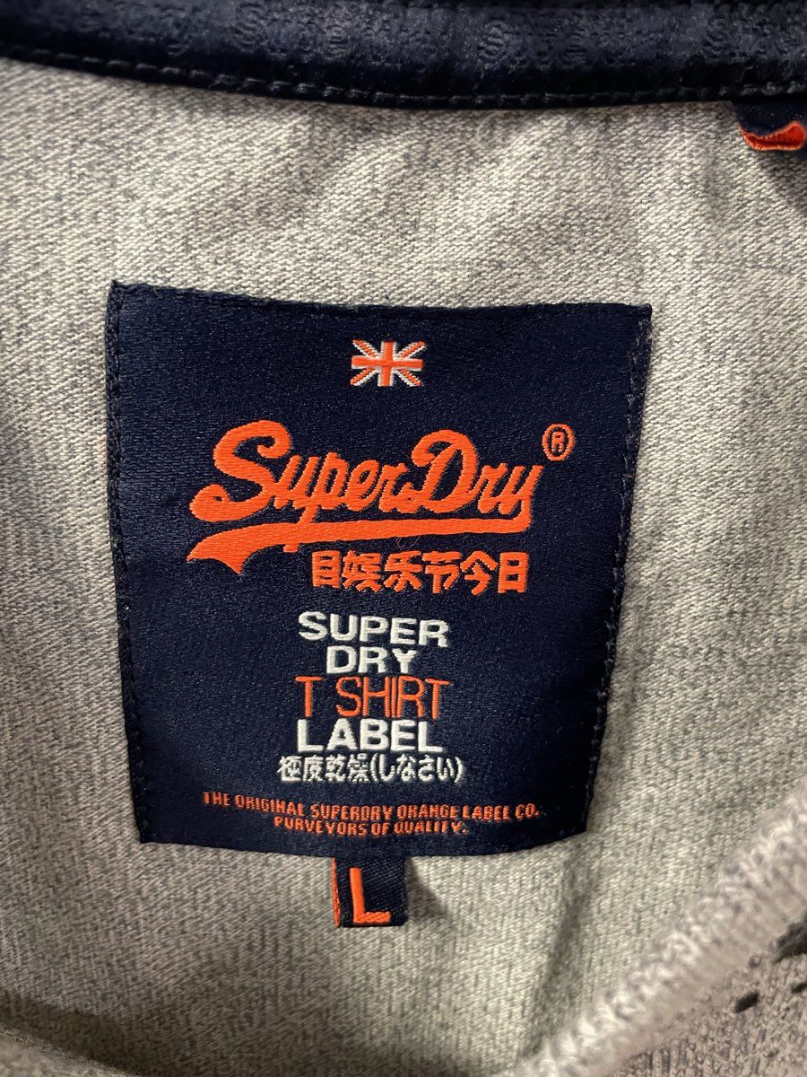 Superdry Men's Grey Graphic T-Shirt Black Paint Splatter Orange Logo Size L