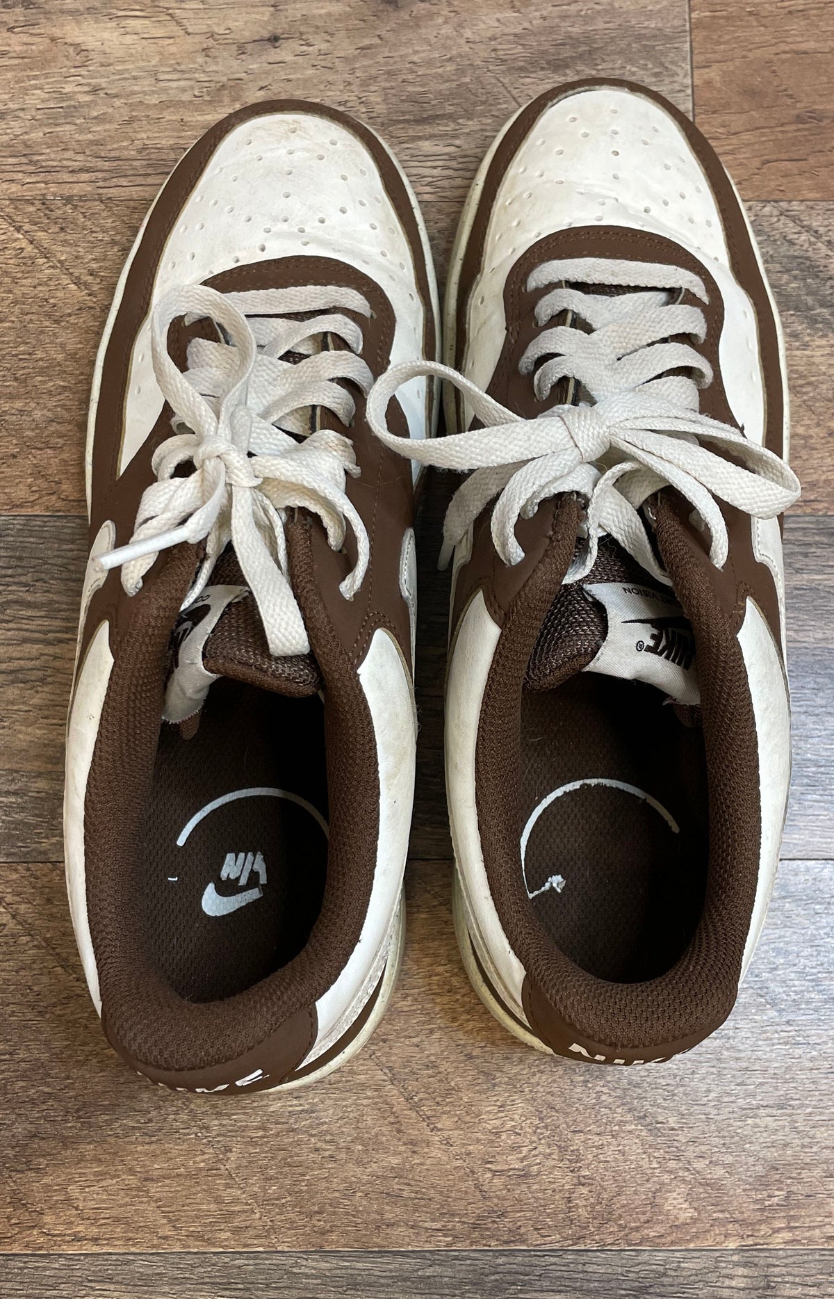Nike Court Vision Low White Archaeo Brown Sneakers Women's Size 9.5