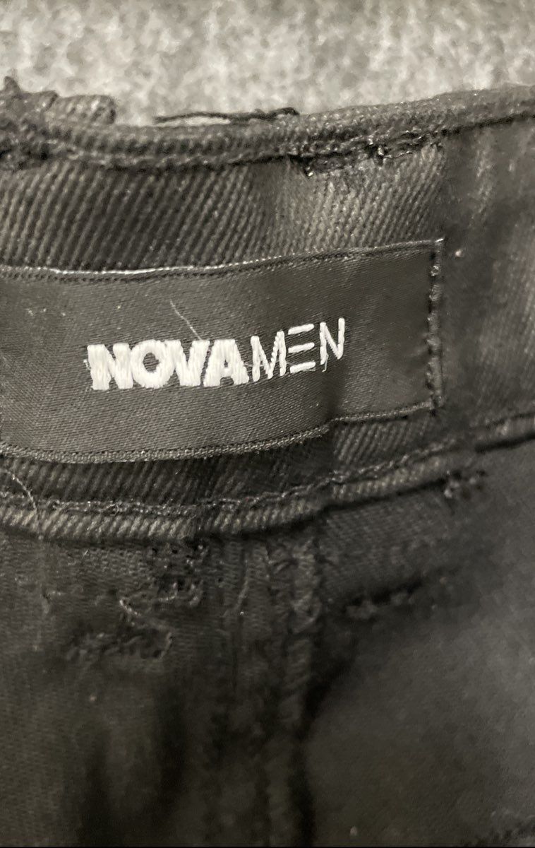 NovaMen Men's Black Keeping It Cool Waxed Skinny Moto Zip Pants Sz 38 NWT
