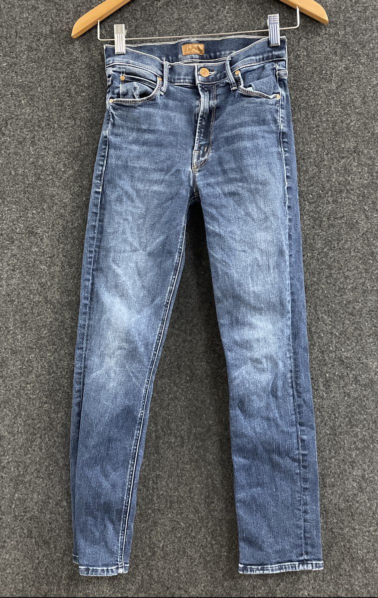 Mother Women's The Looker Skinny Jeans Blue Faded Whiskered Sz 25