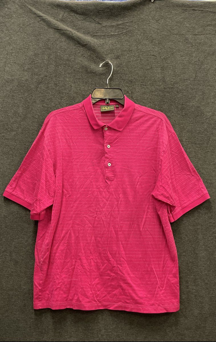 Bobby Jones Golf Polo Shirt Mens Size Large Pink Textured Knit Short Sleeve