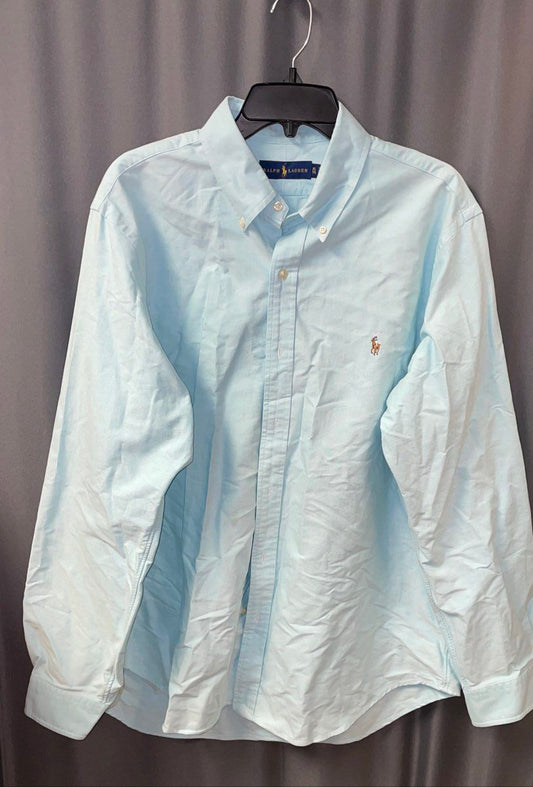 Ralph Lauren Men's Light Blue Oxford Cotton Button Up Shirt Size XL