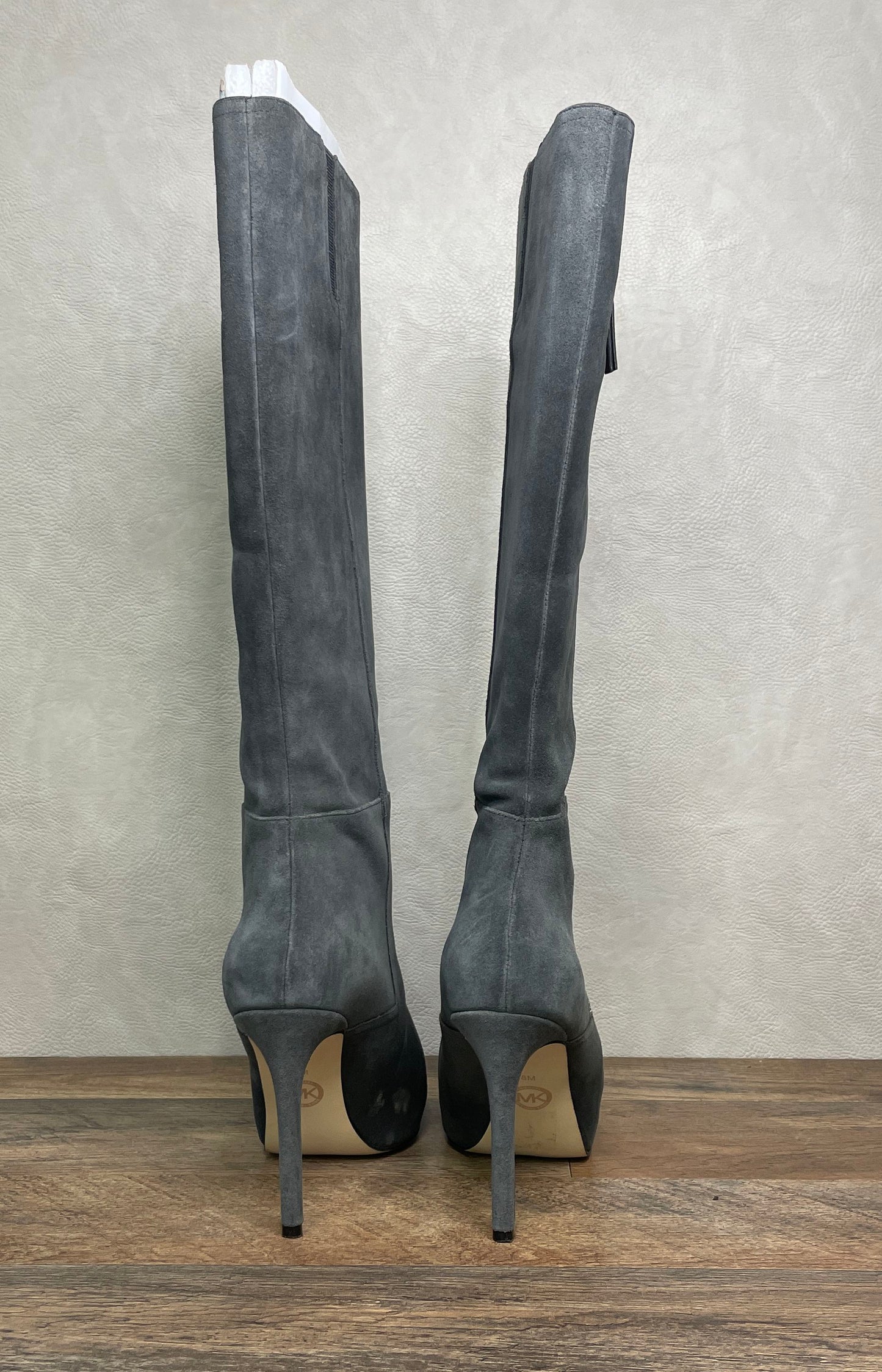 Michael Kors Dark Grey Suede Pointed Toe Stiletto Knee High Boots Size 8M