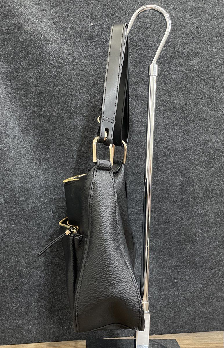 Fiorelli Black Leather Hobo Shoulder Bag Large Gold Tone Hardware Crossbody