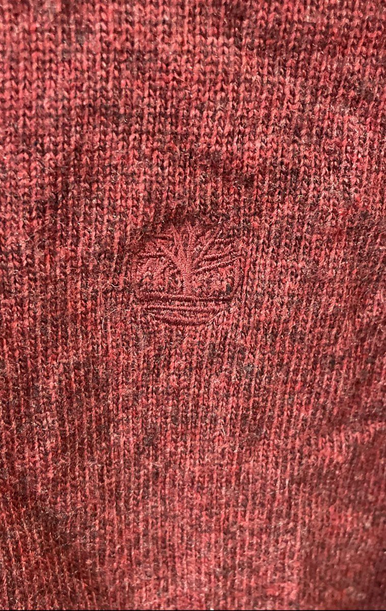Timberland Men's Burgundy Heathered 1/4 Button Wool Blend Pullover Sweater Sz M