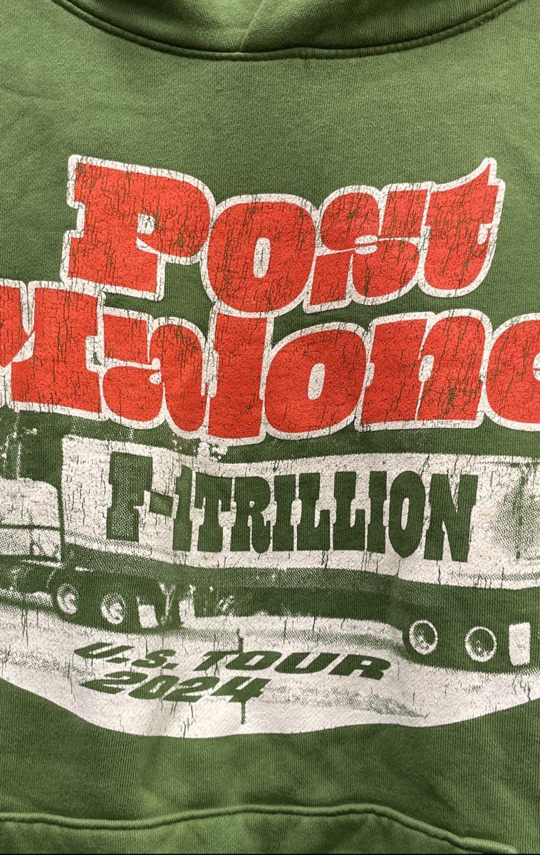 Post Malone Men's Green F-1 Trillion U.S. Tour 2024 Pullover Hoodie Sz L