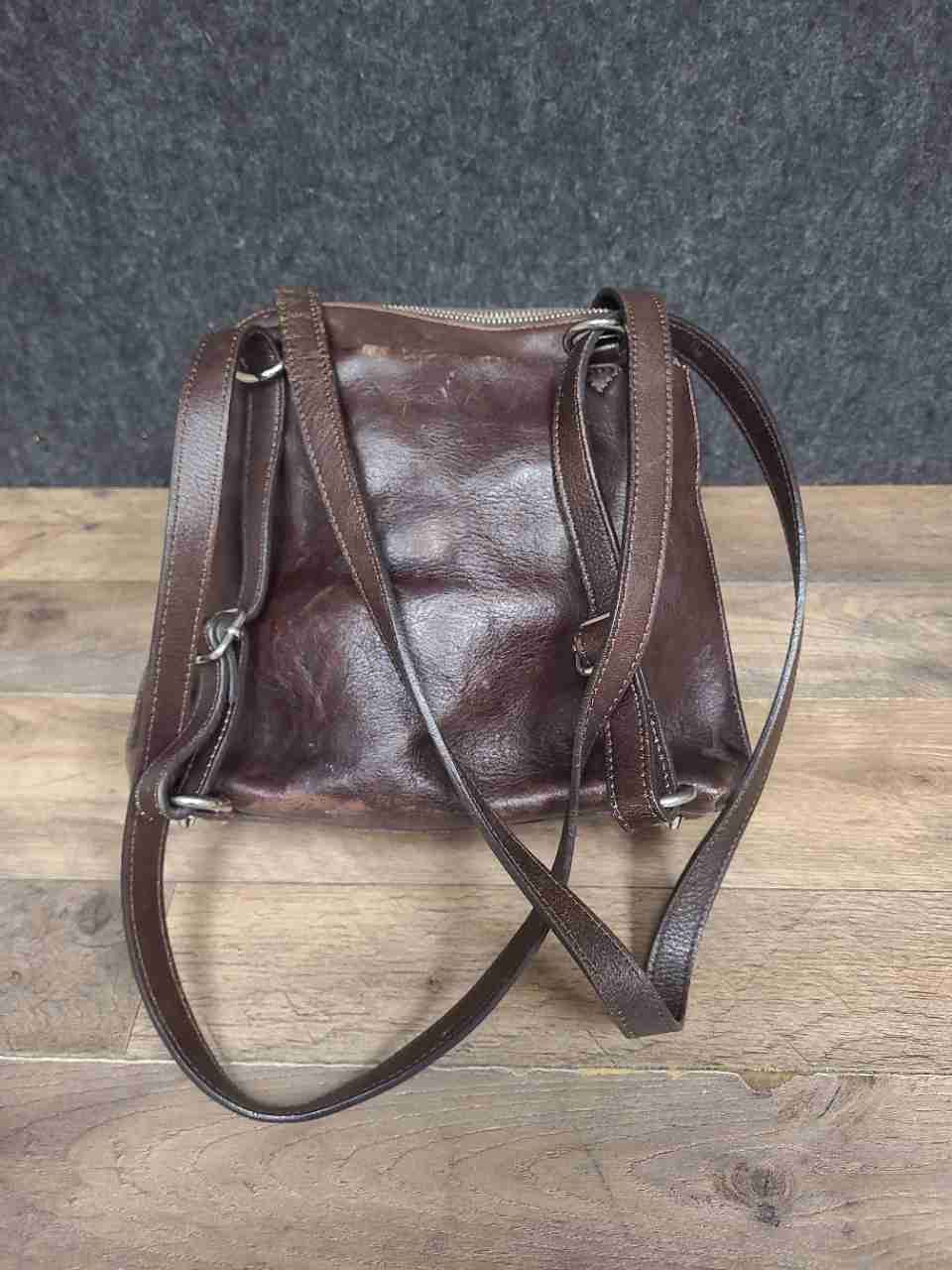 Valentina Brown Italian Leather Convertible Backpack Shoulder Crossbody Bag