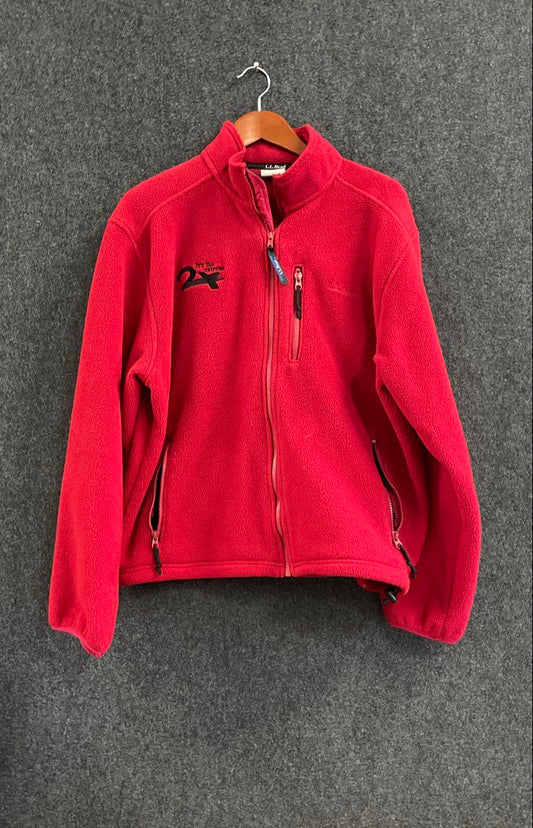 L.L. Bean Men's Vintage 90s Red Full Zip Fleece Jacket Chest Pocket Sz M
