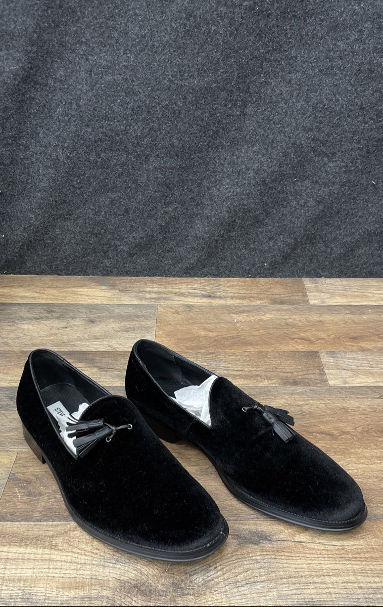 Steve Madden Men's Black Velvet Tassel Loafers Smoking Slippers Size 10