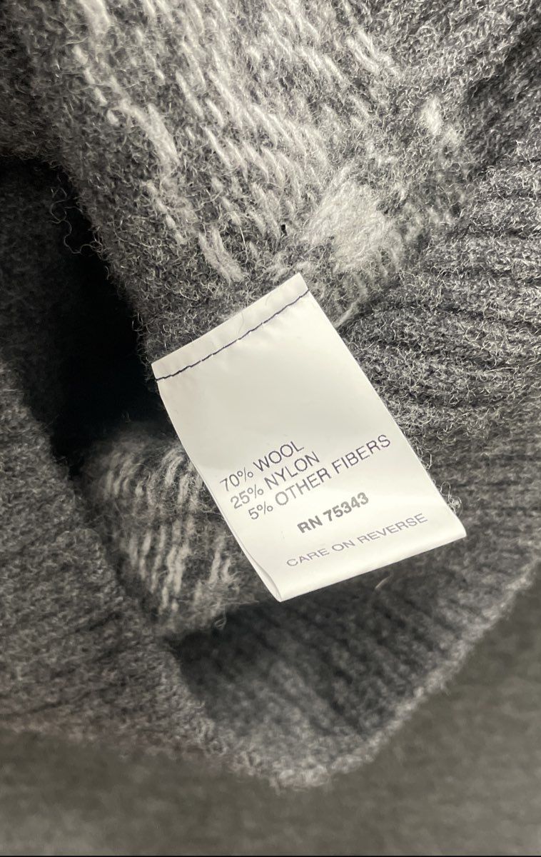 Daniele Blasi Men's Gray Wool Blend Fair Isle Henley Mock Neck Sweater Size M