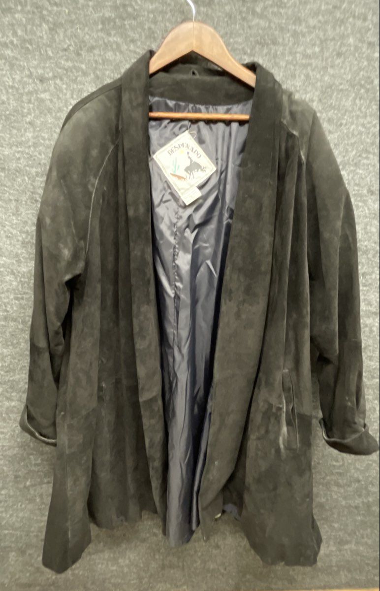 Desperado Women's Vintage 90s Black Suede Leather Shawl Collar Coat Size M