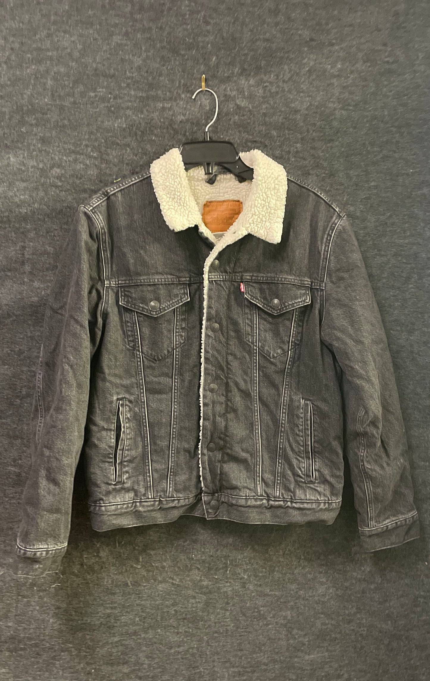 Levi's Men's Premium Sherpa Lined Denim Trucker Jacket Washed Black Sz M