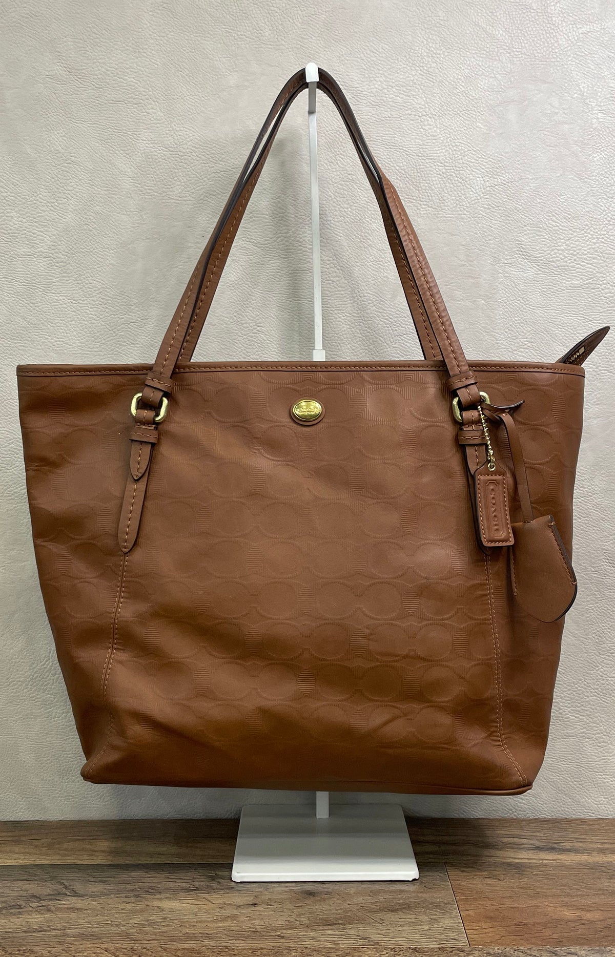 Coach Brown Signature Embossed Leather Taylor Tote Bag F31404