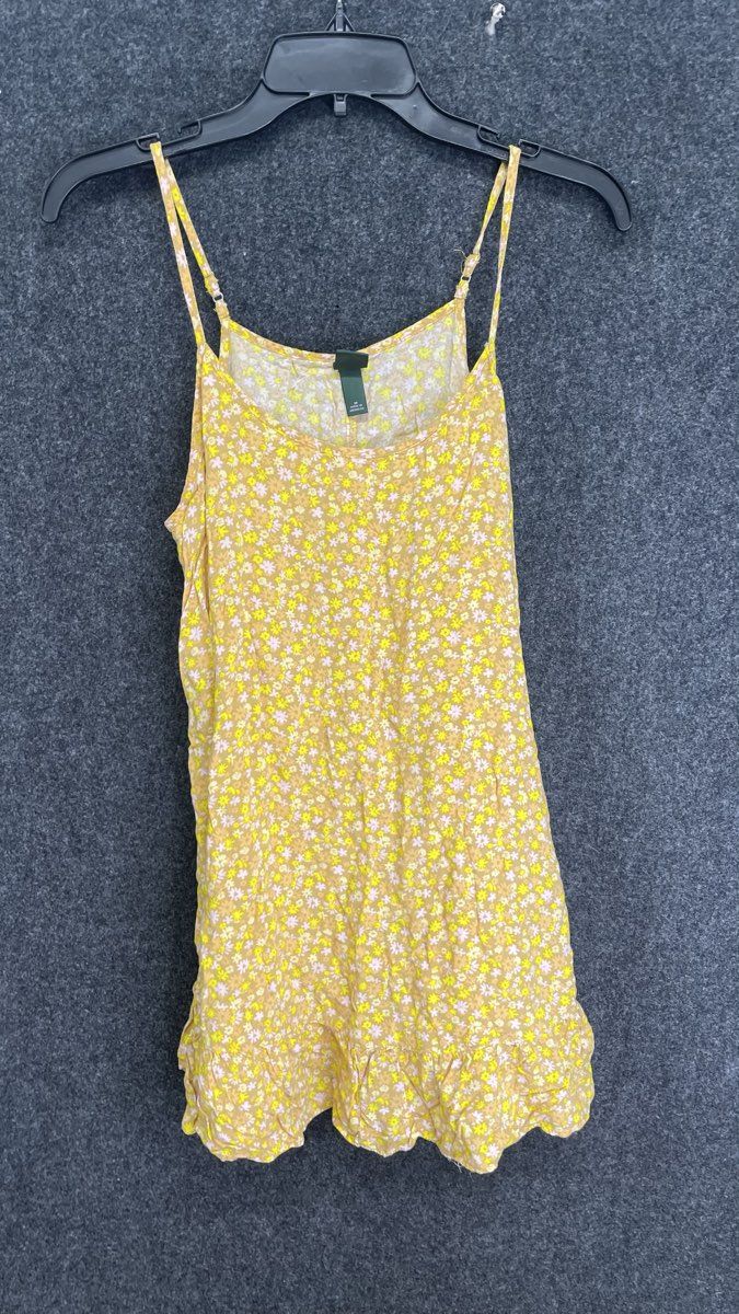 Wild Fable Women's Yellow Floral Ditsy Rayon Ruffle Hem Mini Slip Dress Sz M