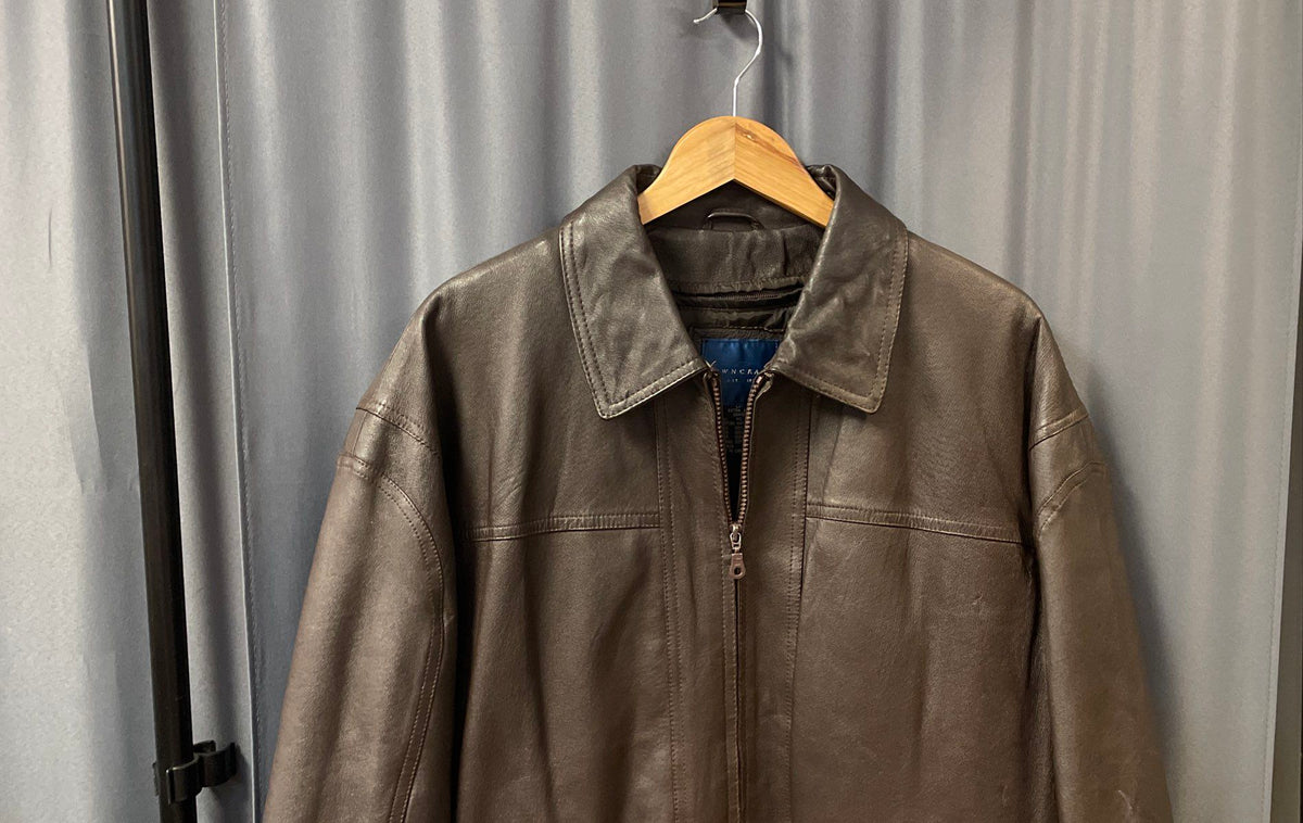 Towncraft Men's Brown Pig Nappa Leather Bomber Jacket Sz LXT Extra Tall